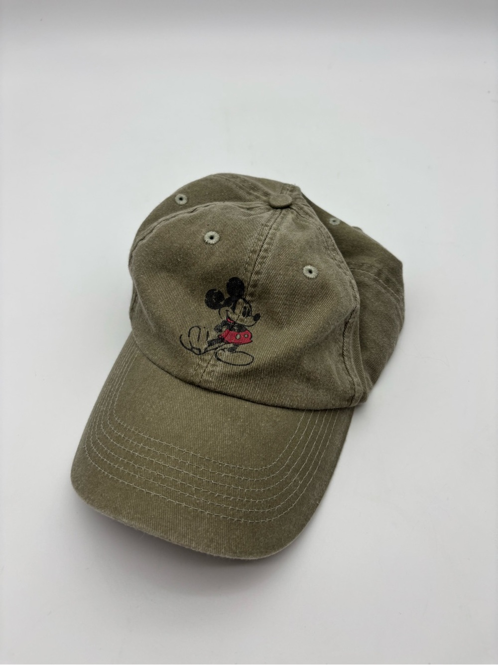 Disney Parks Olive Green Baseball Cap with Red Mickey